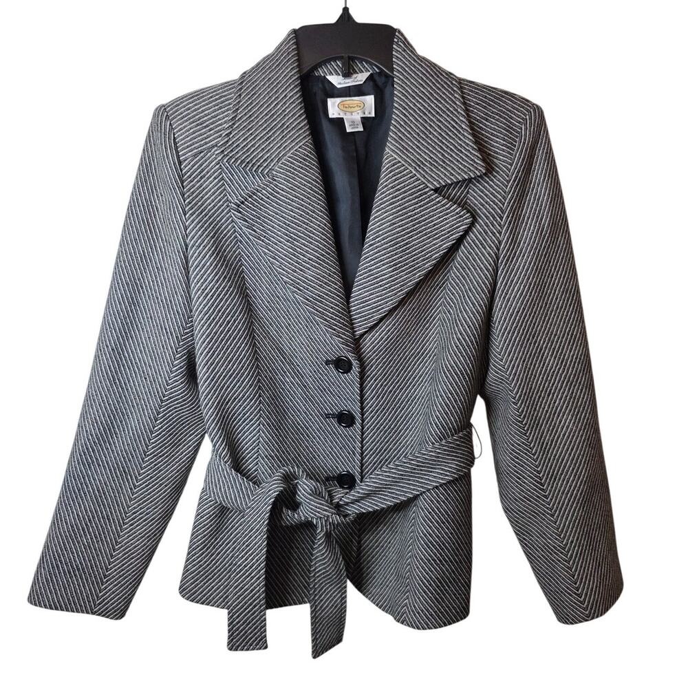 Talbots 100% Wool Belted Blazer Jacket, 10 PETITE